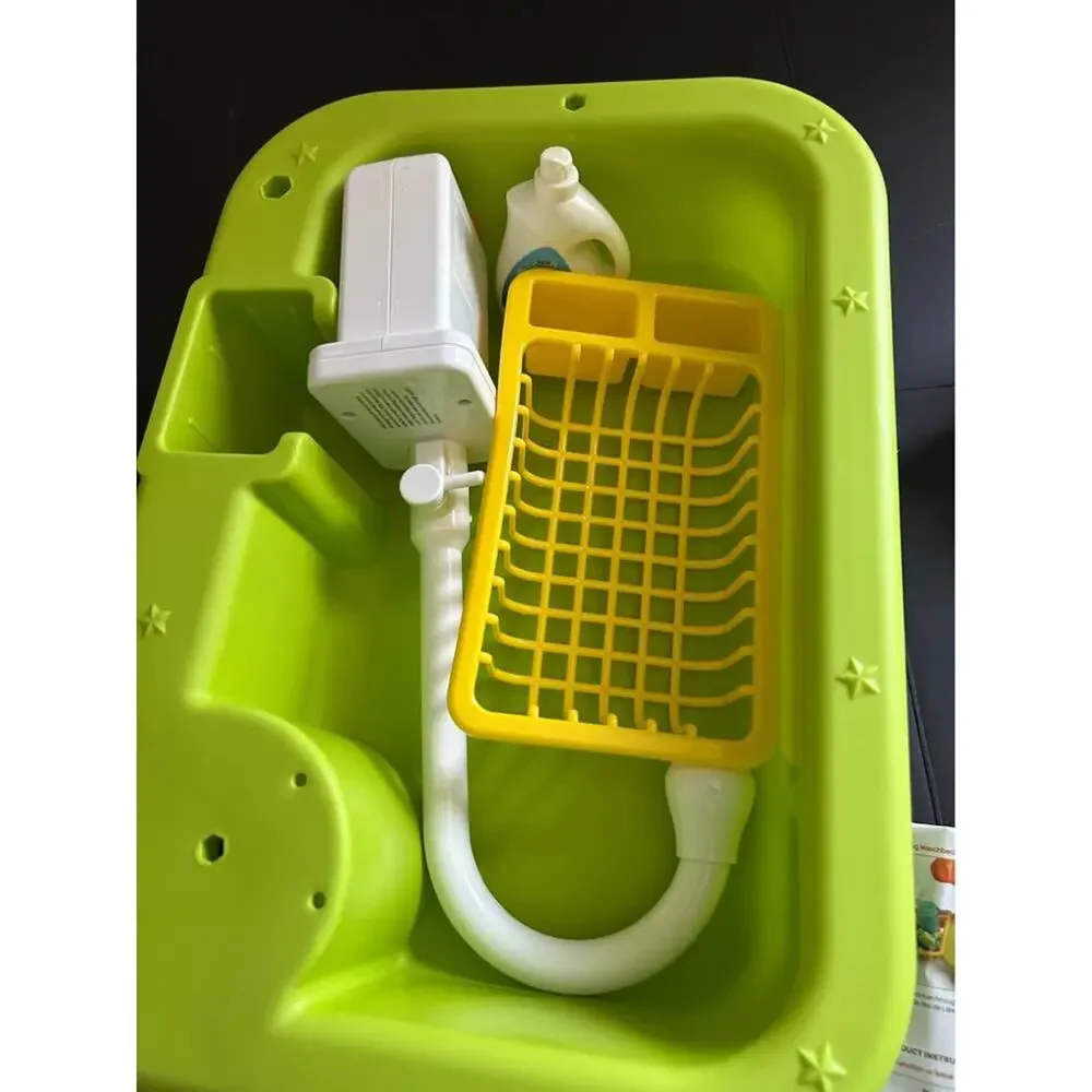 Cute Stone Play Kitchen Sink Toy w/ Running Water Faucet & Fishing Accessories